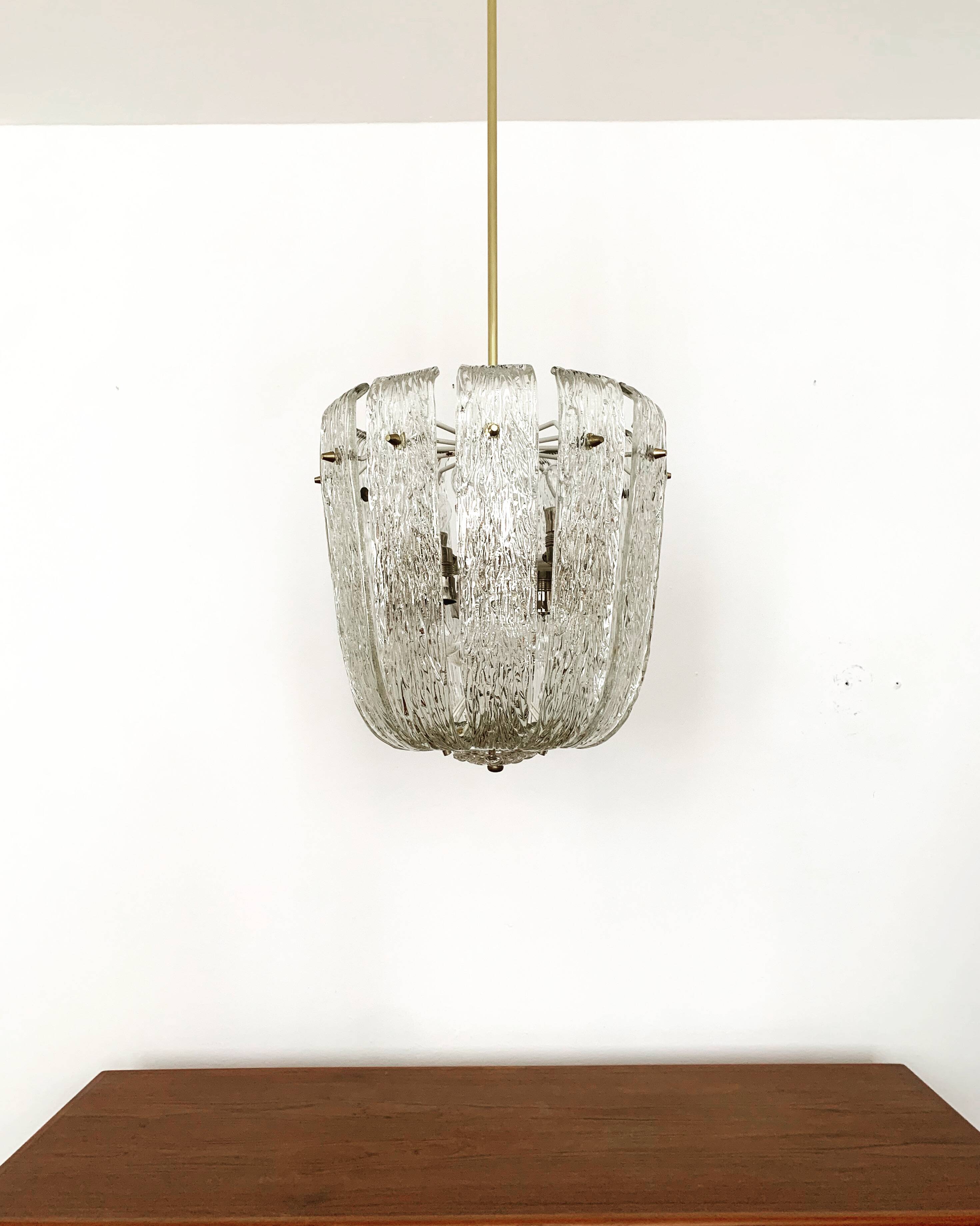 Large Ice Glass Chandelier by J.T. Kalmar