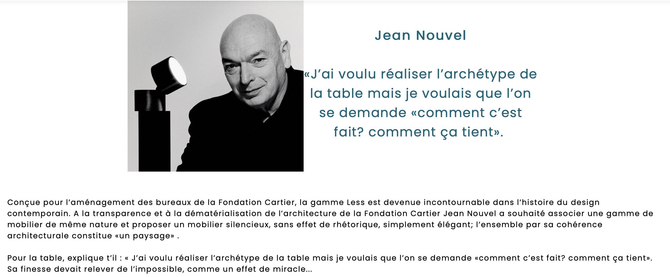 Table "LESS", 1994, designed by Jean Nouvel, for office or domestic use.