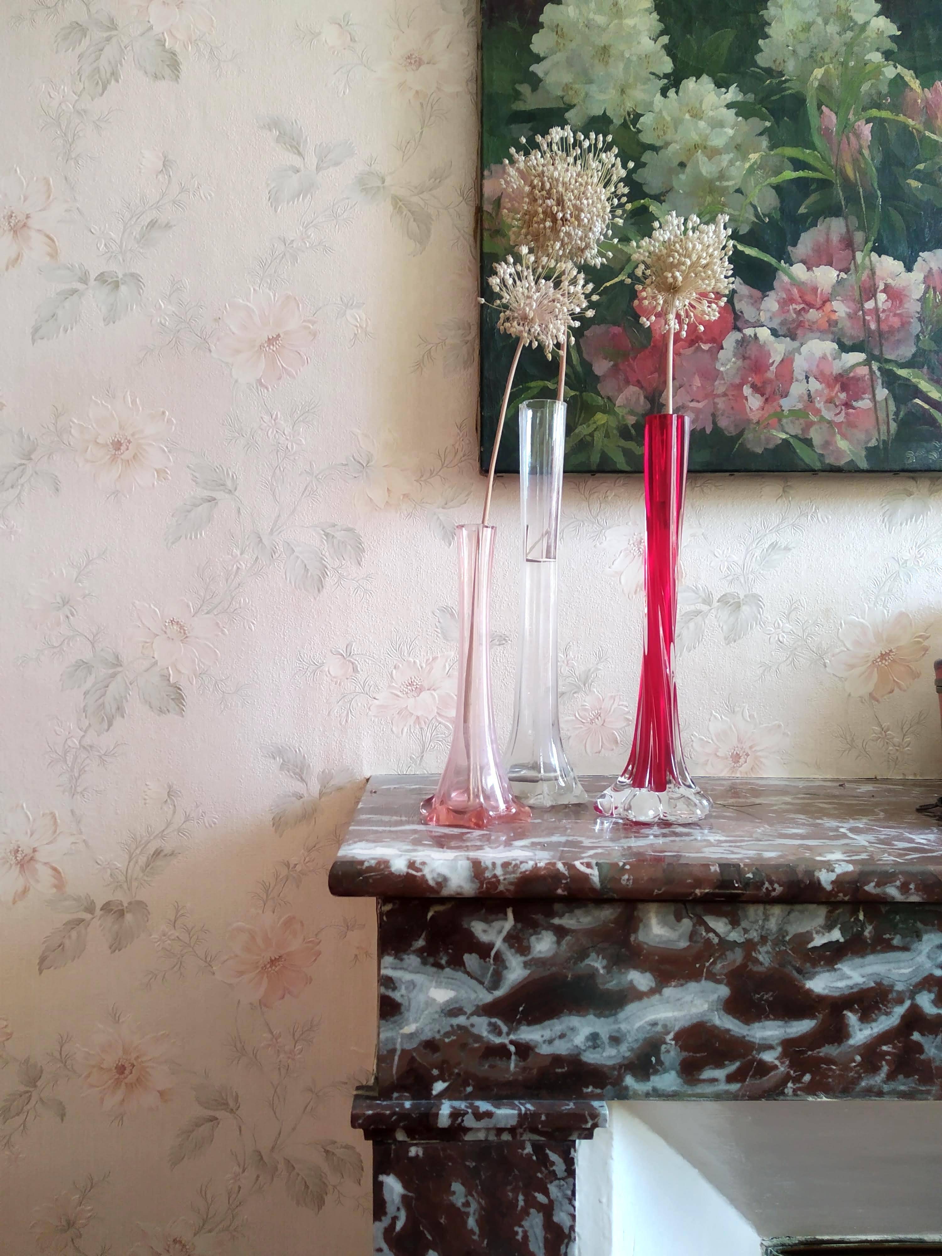 Pair of Art Nouveau glass soliflore vases