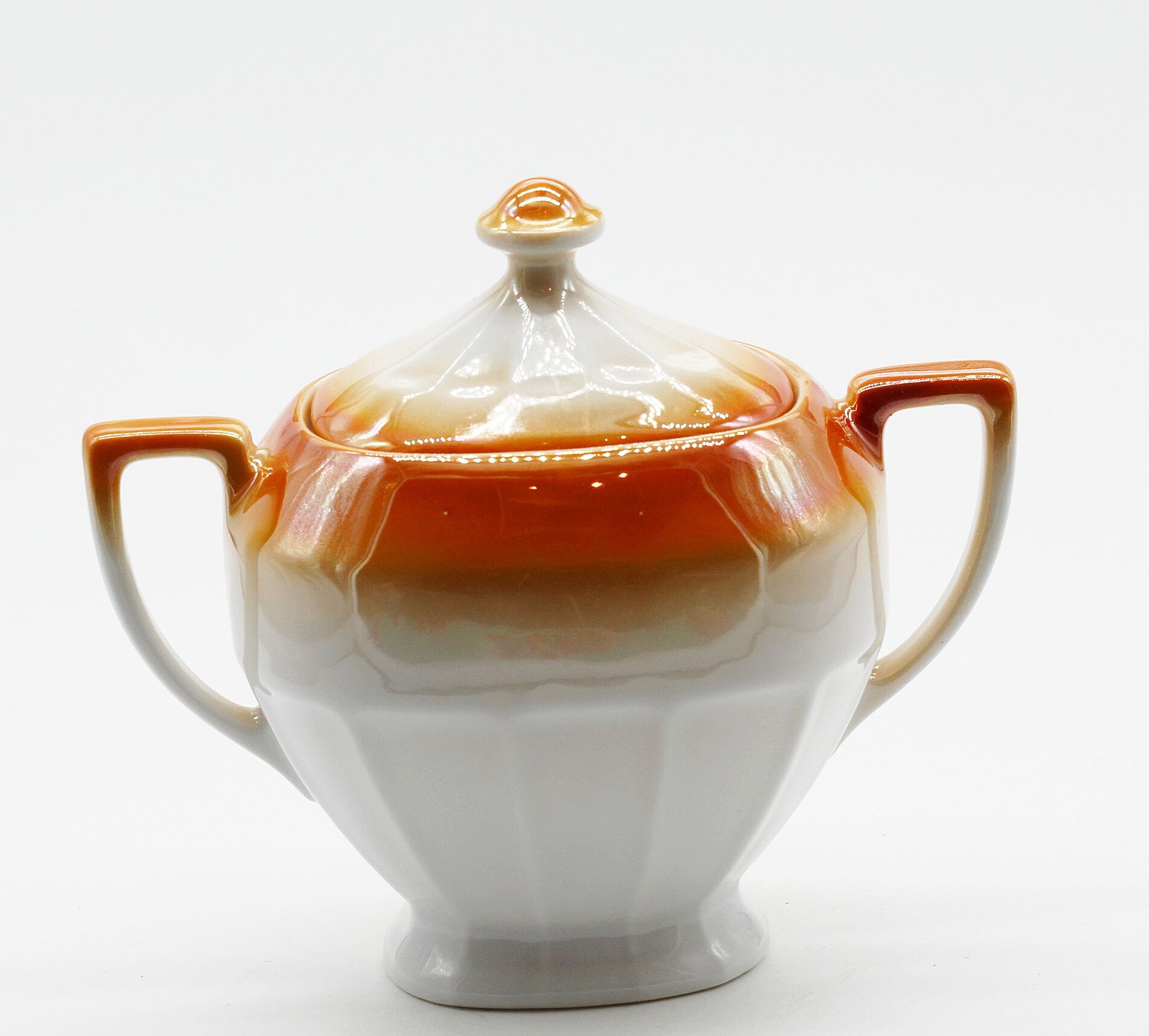 Vintage orange ceramic sugar