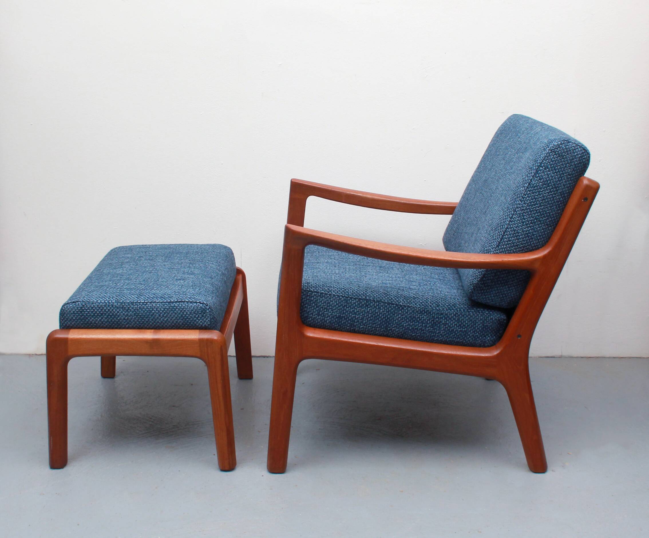 1960s armchair + ottomane teak, Ole Wanscher for Cado