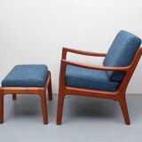 1960s armchair + ottomane teak, Ole Wanscher for Cado
