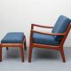 1960s armchair + ottomane teak, Ole Wanscher for Cado