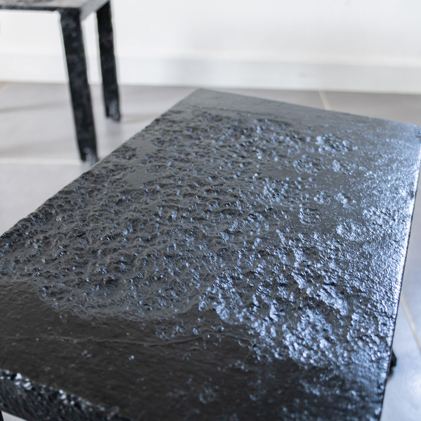 Brutalist wrought iron sofa end