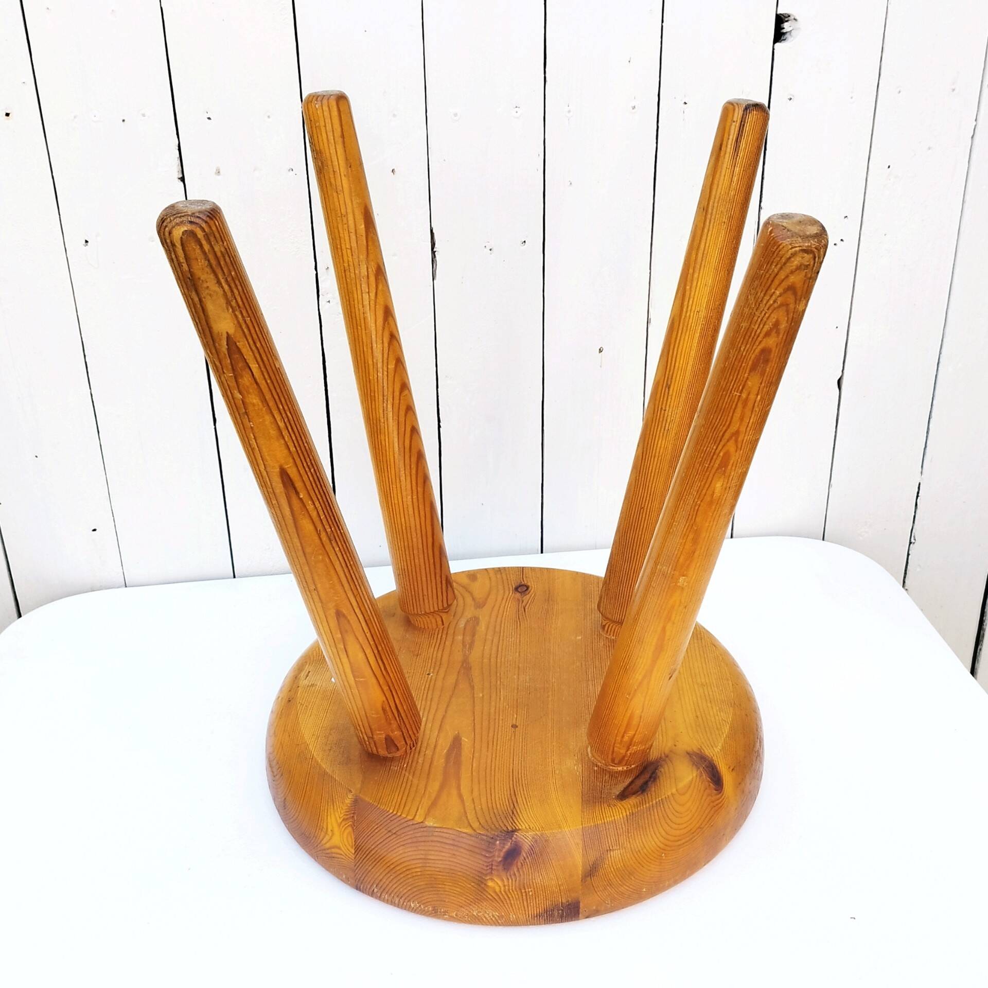 Large vintage folk art curved seat stool