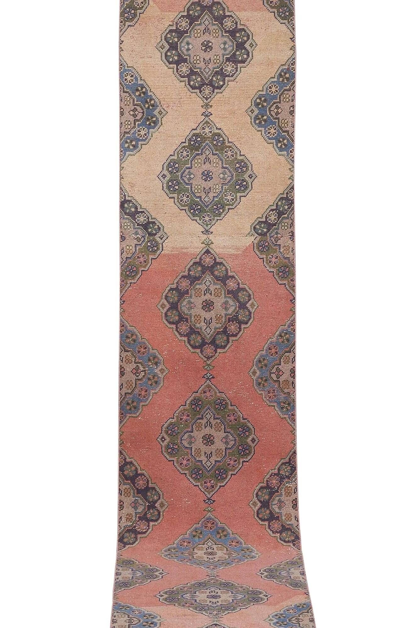 Vintage Turkish hallway rug 86x482 cm
