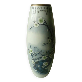 Earthenware vase asian style japan china decoration cherry tree branch in bloom