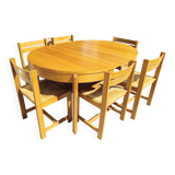 Table et six chaises en orme. Vintage