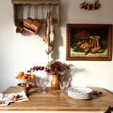 Antique walnut table for 4 people.