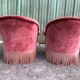 Duo de fauteuils vintage crapaud en velours saumon