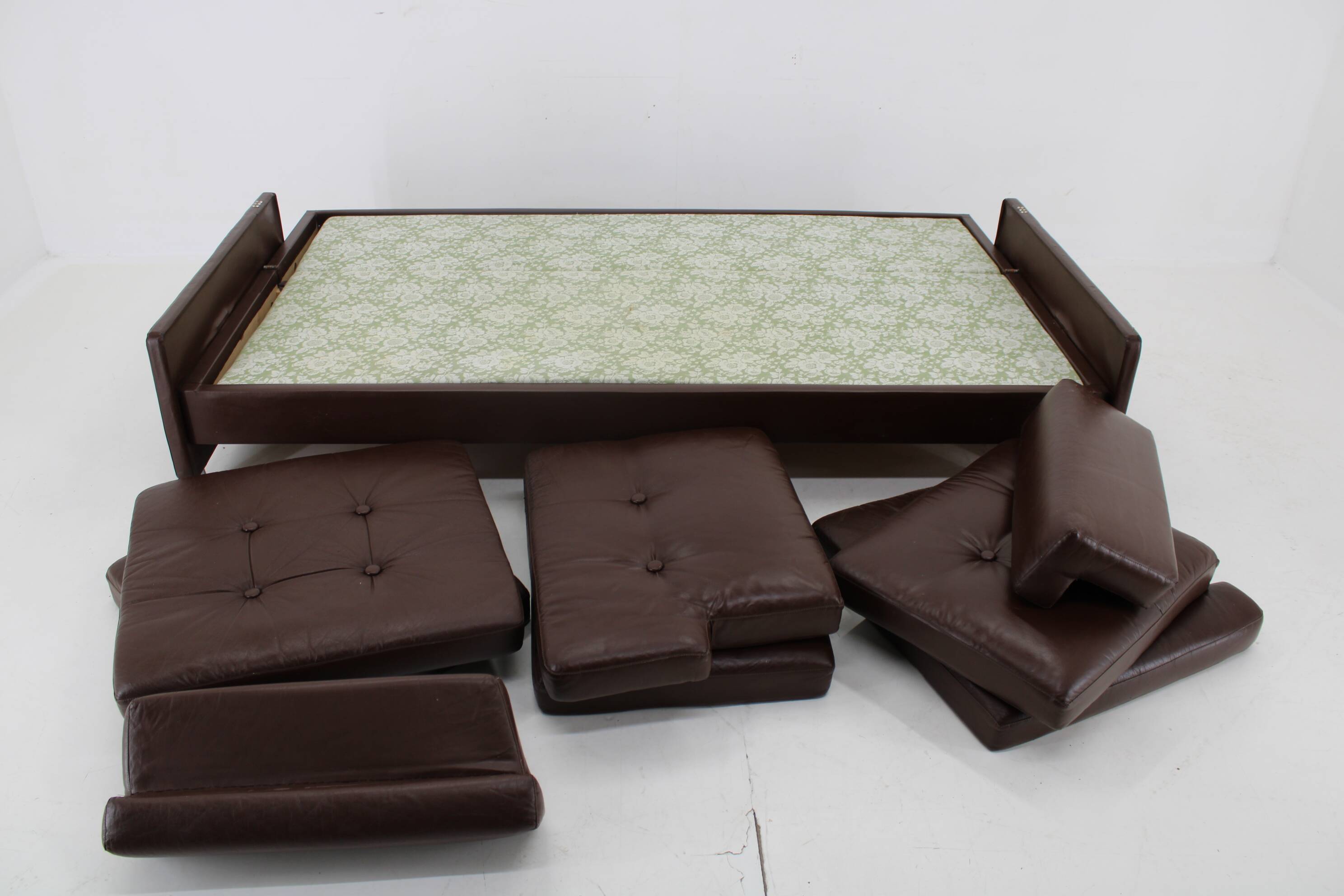 Design Leather Folding Sofa by Arch. Spicka, 1970s, Czechoslovakia