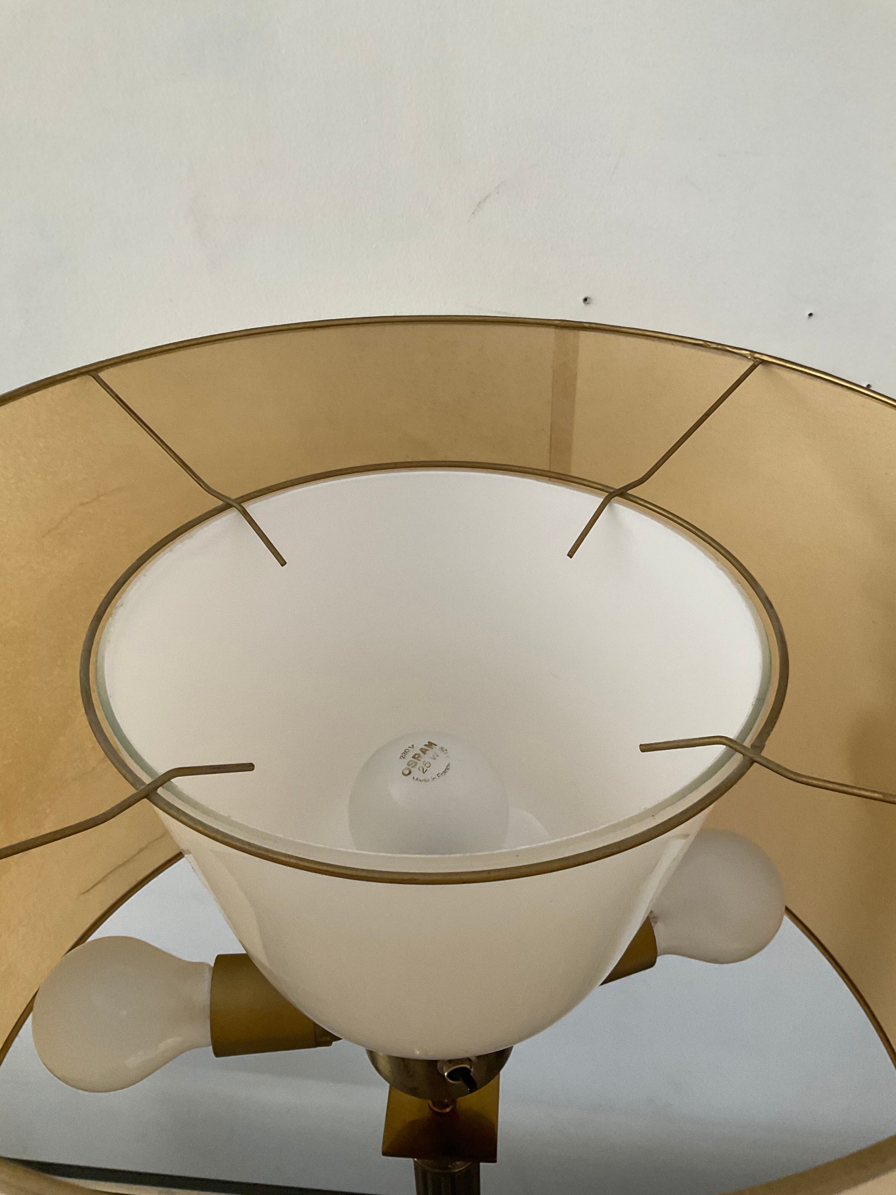 Empire style column lamp in bronze, opaline and marble