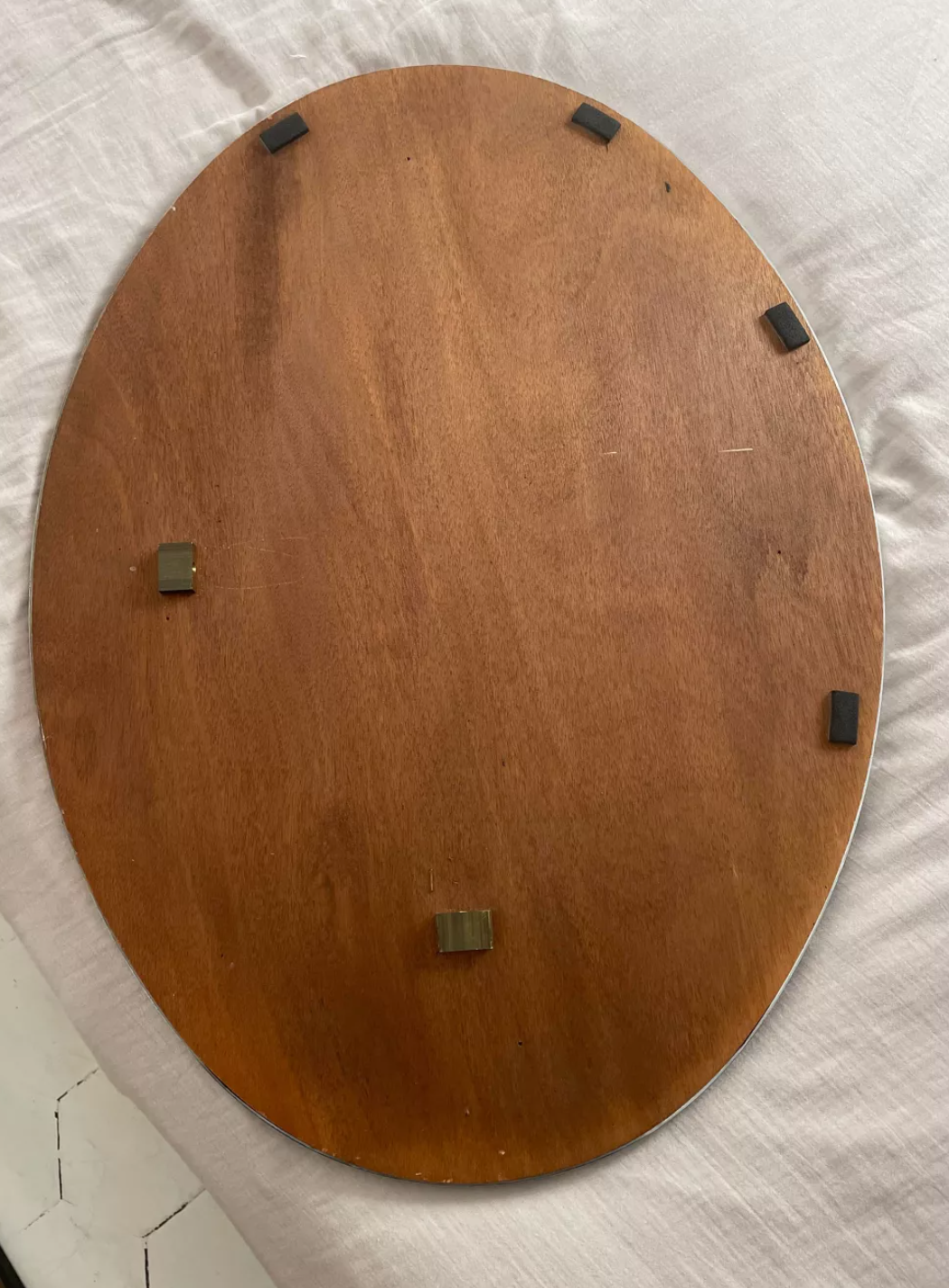 Art Deco oval mirror in chrome brass, France 1930 vintage