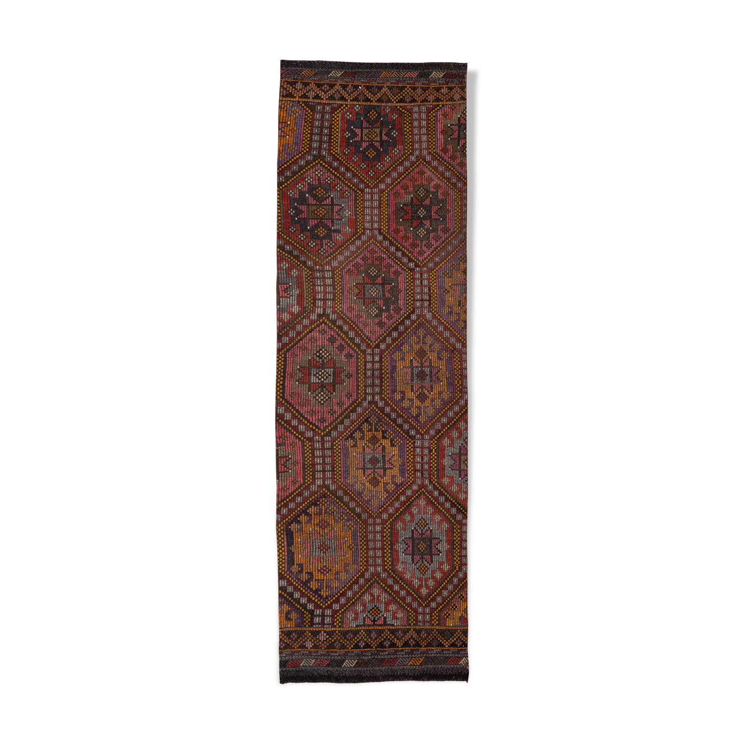 Hallway Kilim Runner Rug Vintage Handmade Cottage Decor Kitchen Rug 2'11" x 9'5"