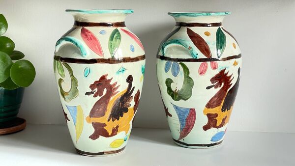 Vases vintage italy motif dragon