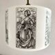 50s-60s pendant light in black and white opaline glass