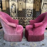 Pair of pink velvet toad armchairs