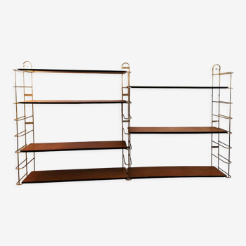 Etagères modulables, laiton et bois, 1960
