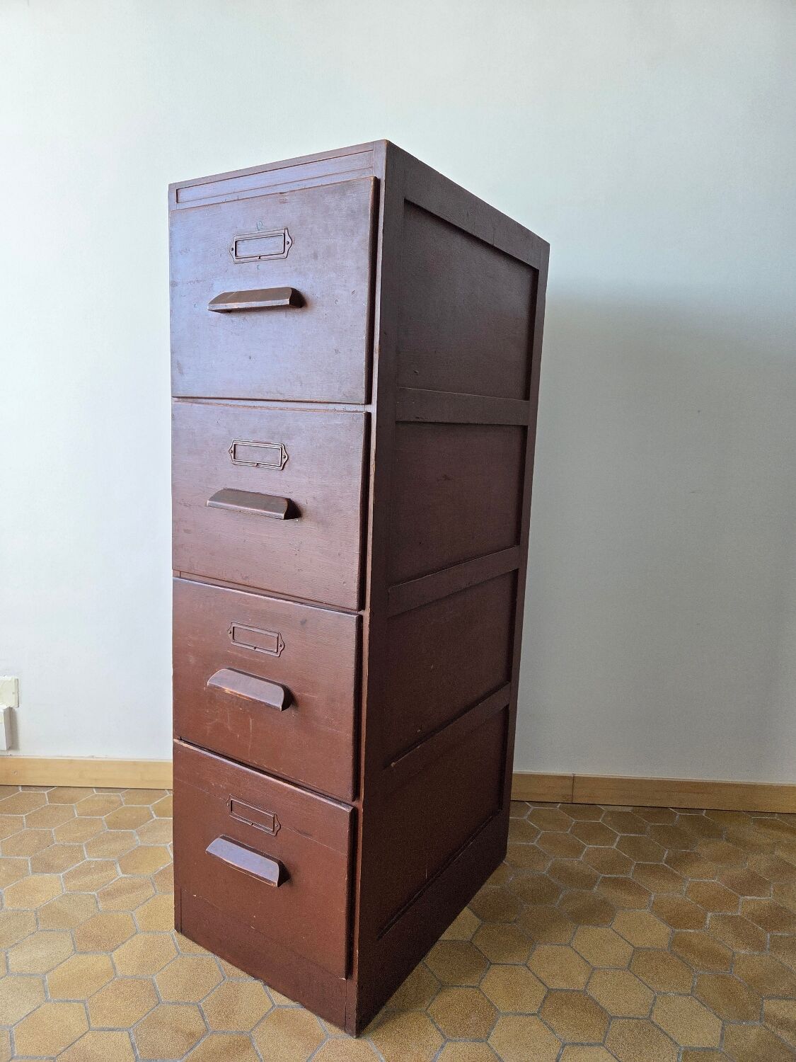 Antique wooden drawer unit filing cabinet