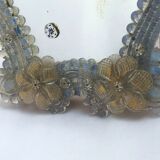 Miroir murano venice 1900 structure bois opalescent stylisées 22x24cm