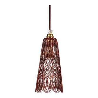Conical pendant light in copper filigree - Belgian creation