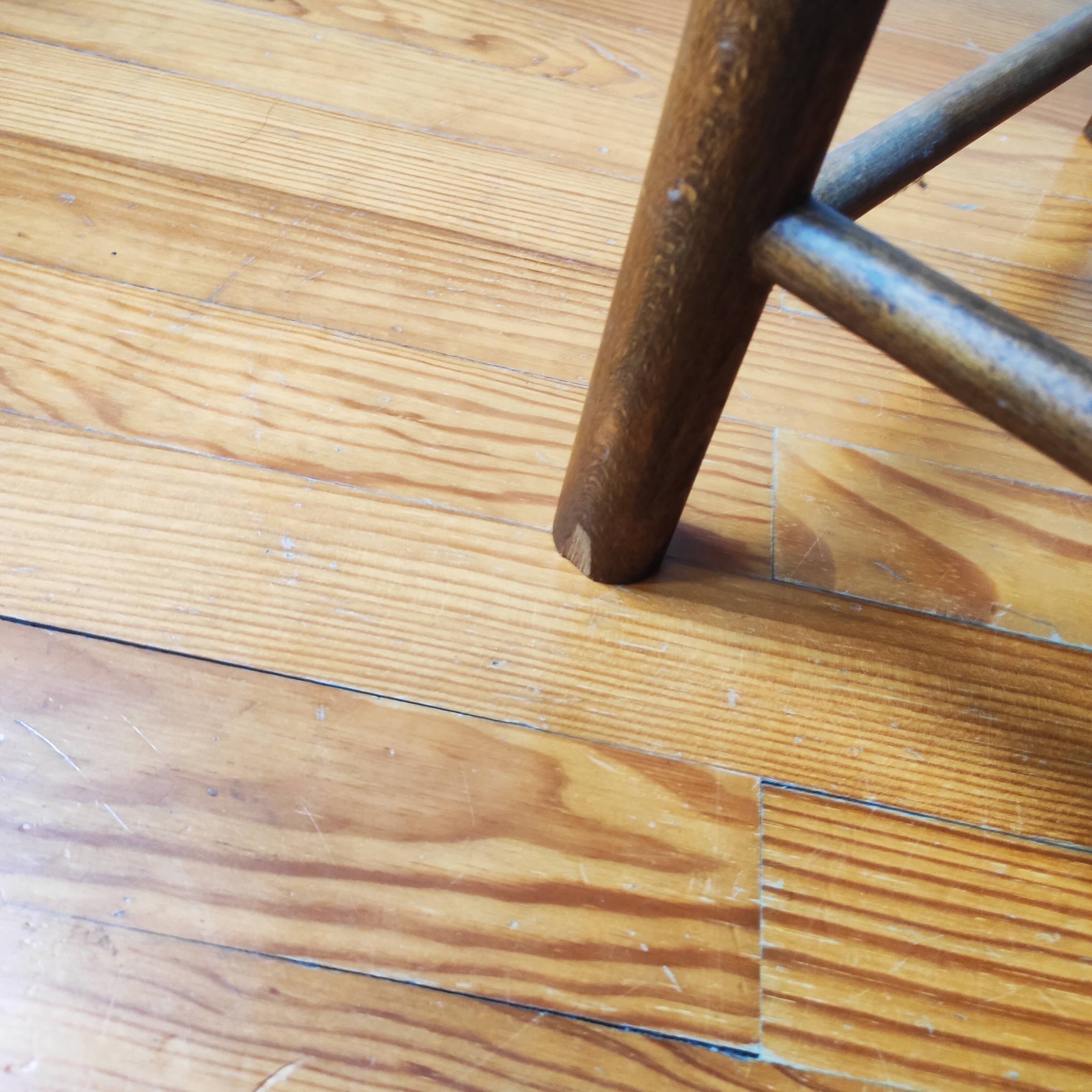 Scandinavian wood and rope stool