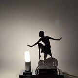 Art Déco Charleston Dancer cubist Table Lamp, LW Paris France, circa 1930