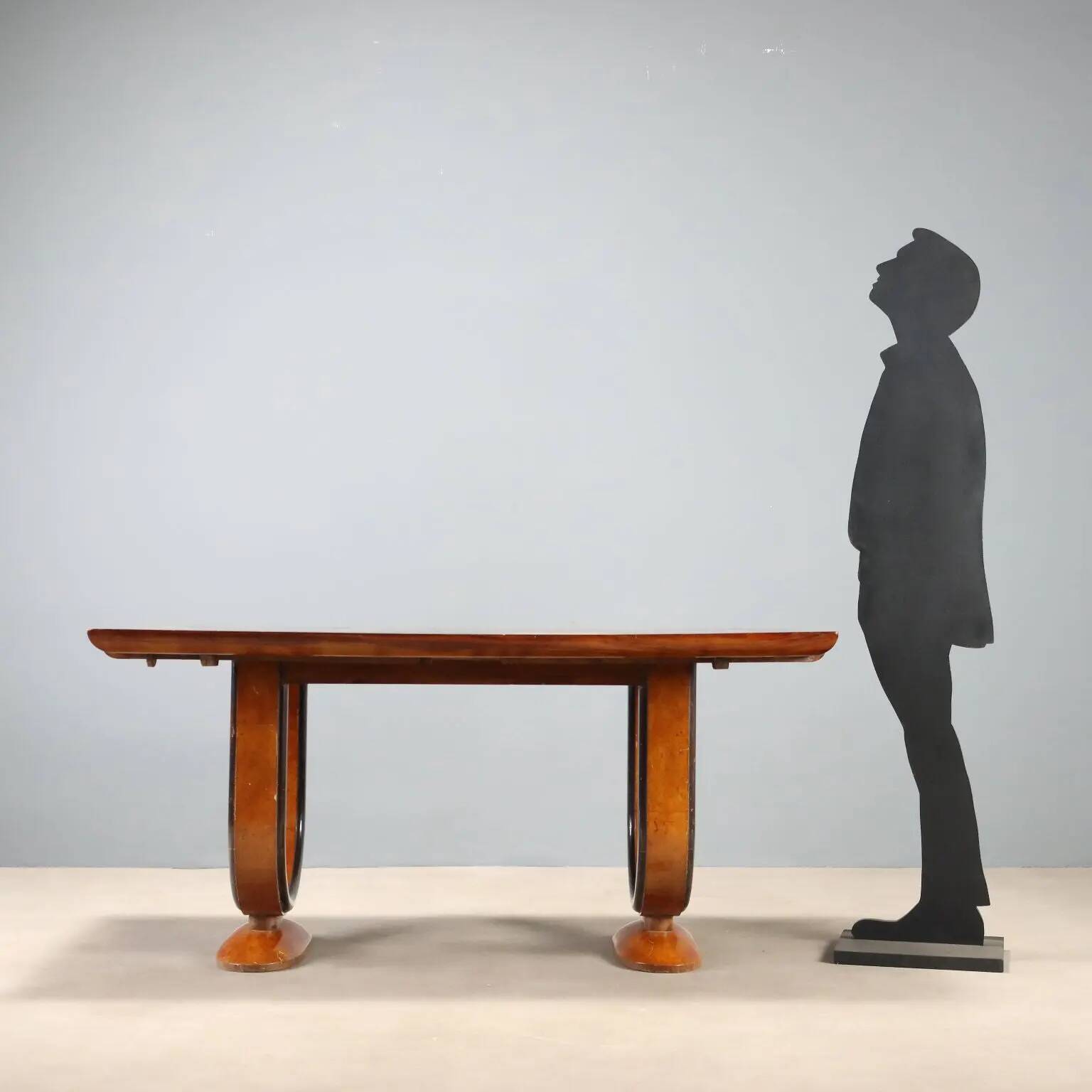 Art Deco table in rosewood and thuya burl.