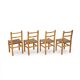 Chaises vintage en rotin et paille tissée, années 1960, lot de 4