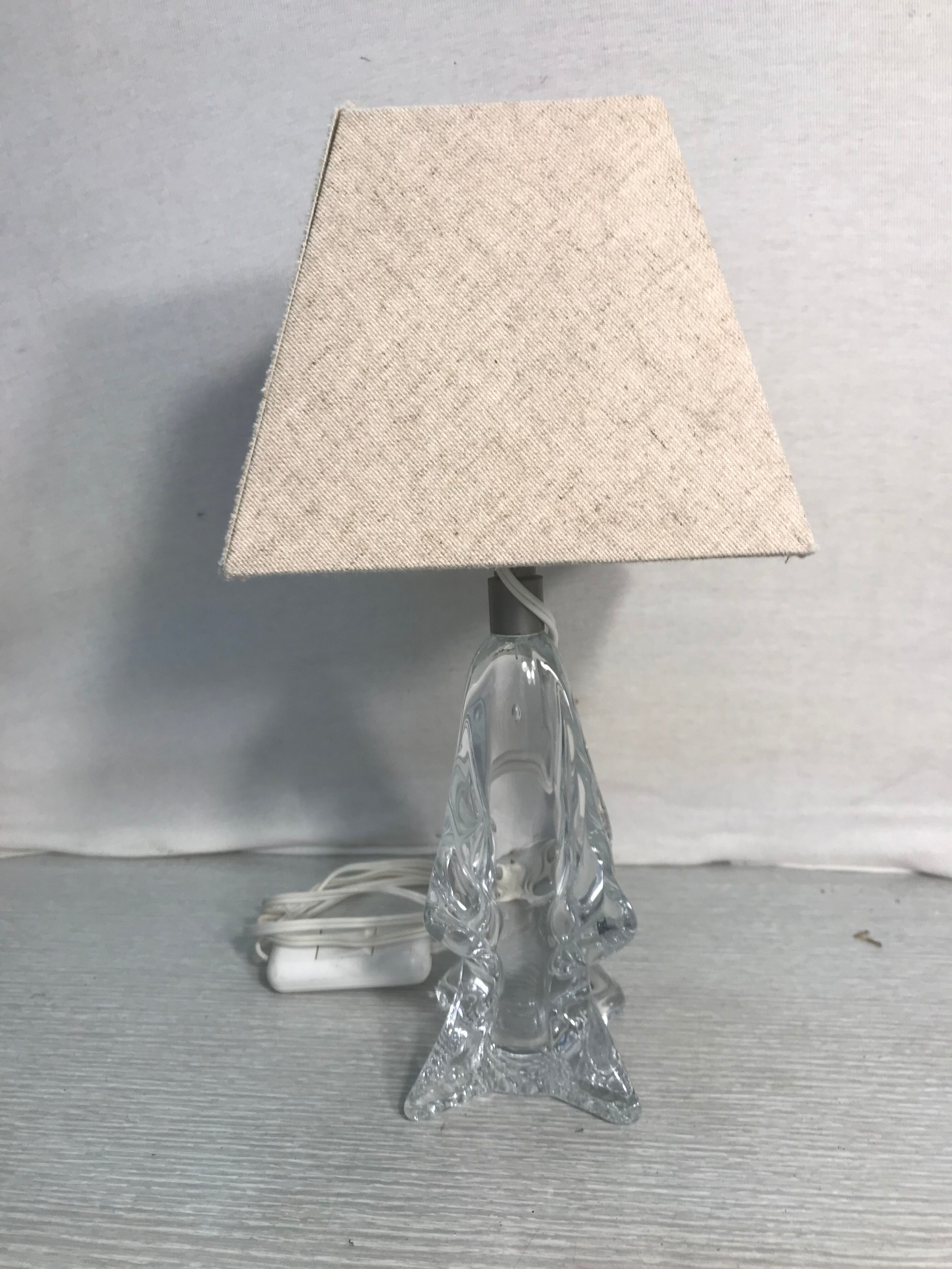 Old moulded glass lamp - lamp-day cream fabric 70vintage