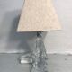 Old moulded glass lamp - lamp-day cream fabric 70vintage