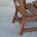 Brutalist mid-century low wooden lounge chair