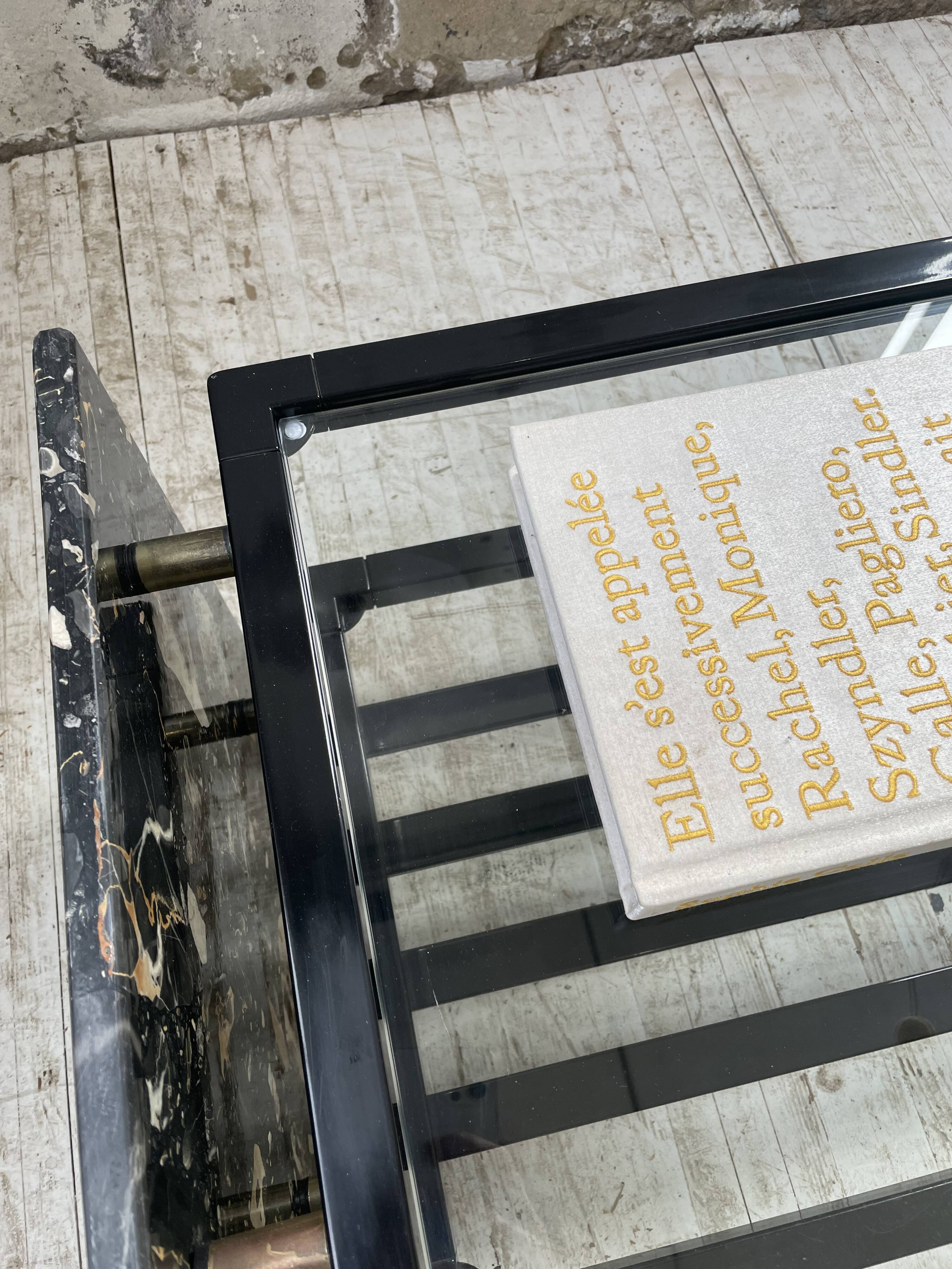 80s Italian marble and glass coffee table