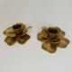 Set of 3 old brass candlesticks in the shape of flowers