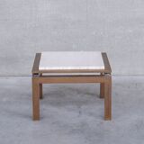 Table d’appoint travertin et laiton 1960