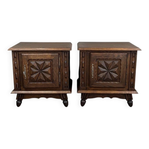 Paire de chevets en bois