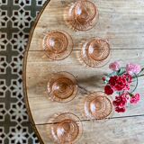 Set of 6 cups and vintage saucer in rosaline from Arcoroc