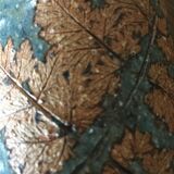 Small glazed sandstone vase leaf patterns unknown signature