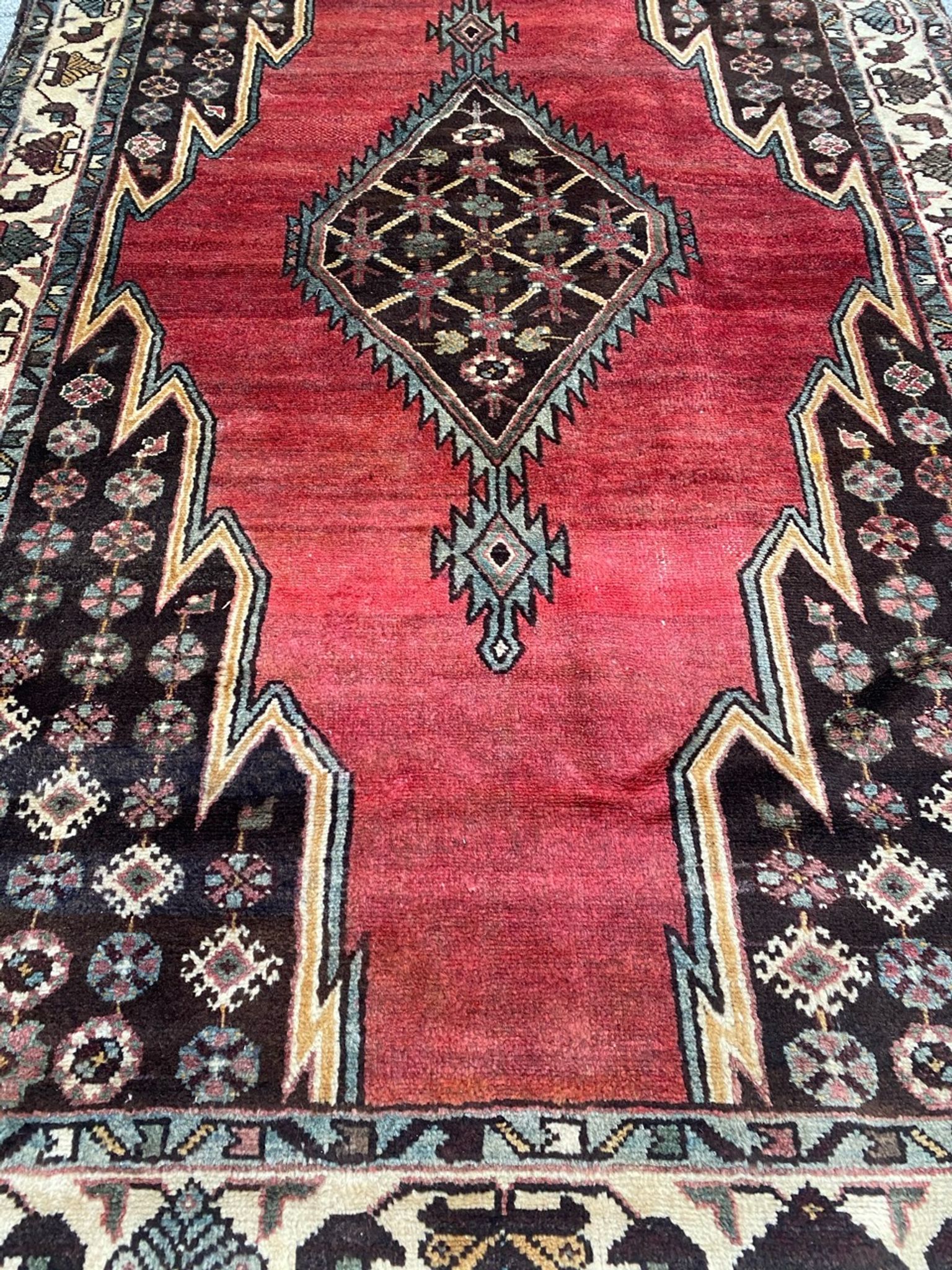 Ancient Persian mazlaghan carpet 126x198 cm