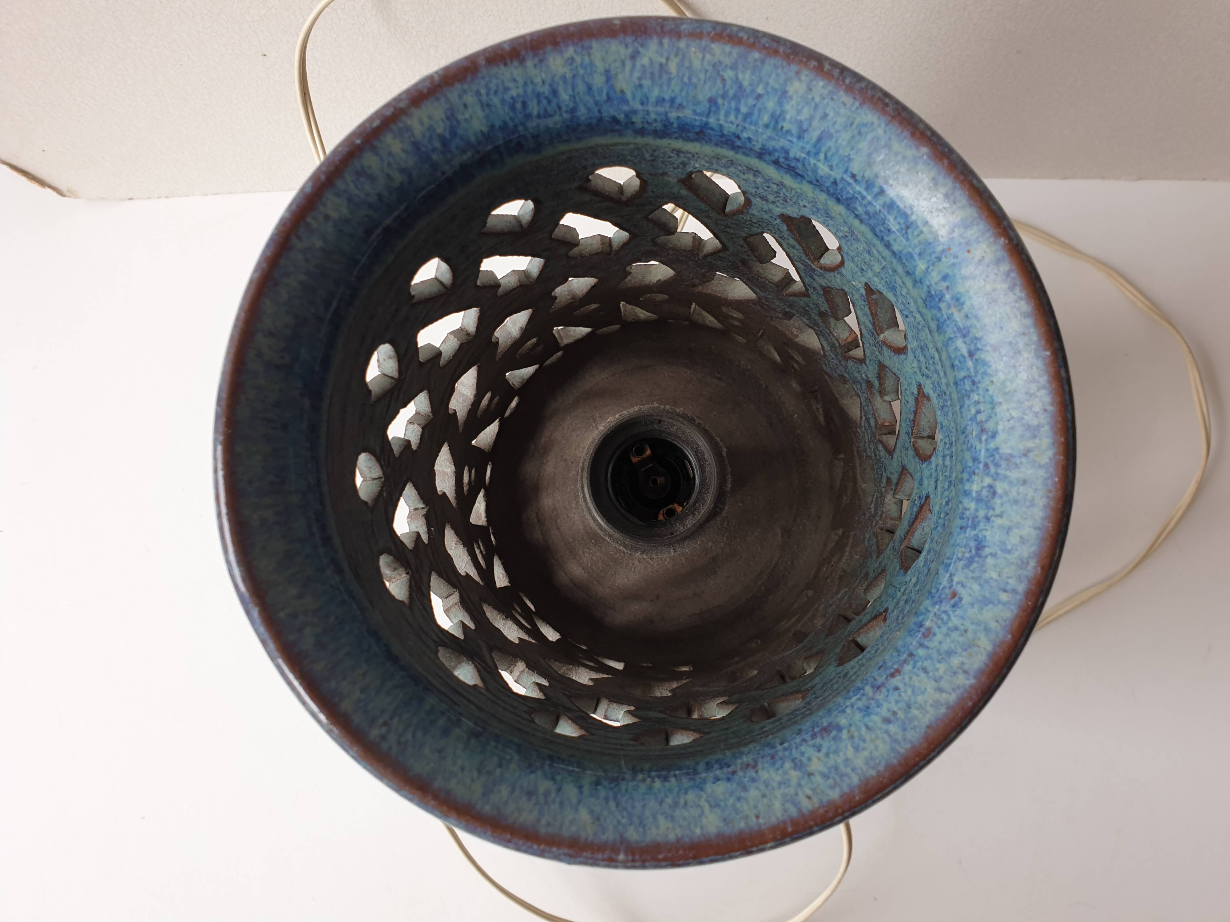 Blue ceramic lamp Signed Emile Masson (Vallauris)