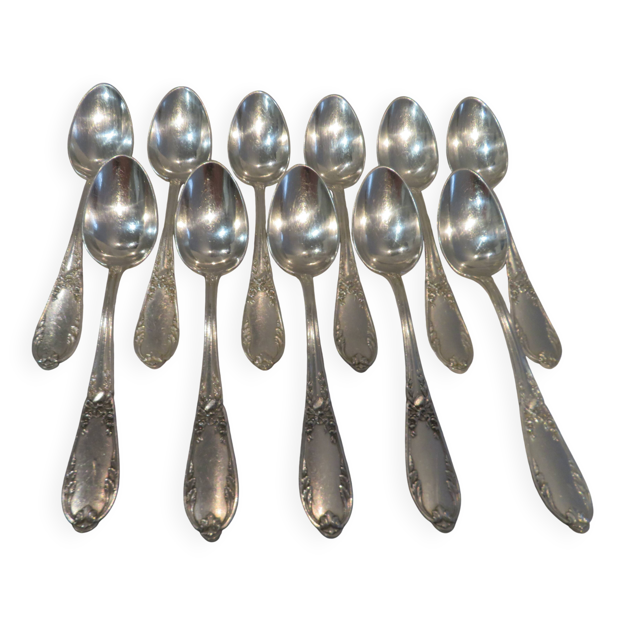 11 silver-plated coffee spoons SFAM Louis XVI musical attributes