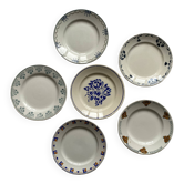 6 flat plates in mismatched old earthenware Badonviller Amandinoise Digoin Lunéville