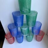 Set of 8 colored water glasses 70s