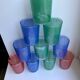 Set of 8 colored water glasses 70s
