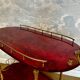 Cherry-red bar cart by Aldo Tura, Italy, 1960s, Hollywood Regency