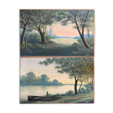 Paintings pendant of gouache "landscapes" signed m. lefelle around 1900
