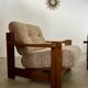 Lot of 2 solid elm armchairs, Maison Regain design, 70s vintage