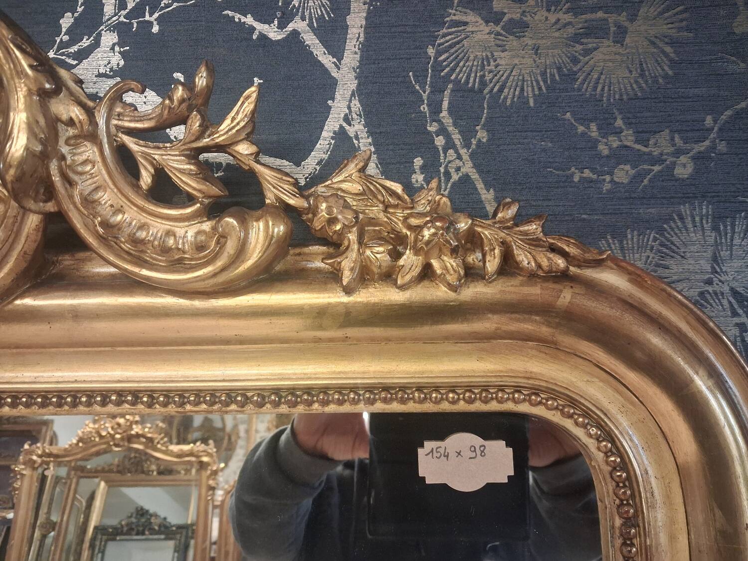 Louis Philippe mirror with pediment 154 x 98