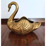 Jardinière cygne en laiton massif du milieu du siècle