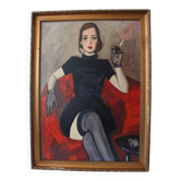 Peinture abstraite de modèle de femme figure moderne antique ancienne vintage 19